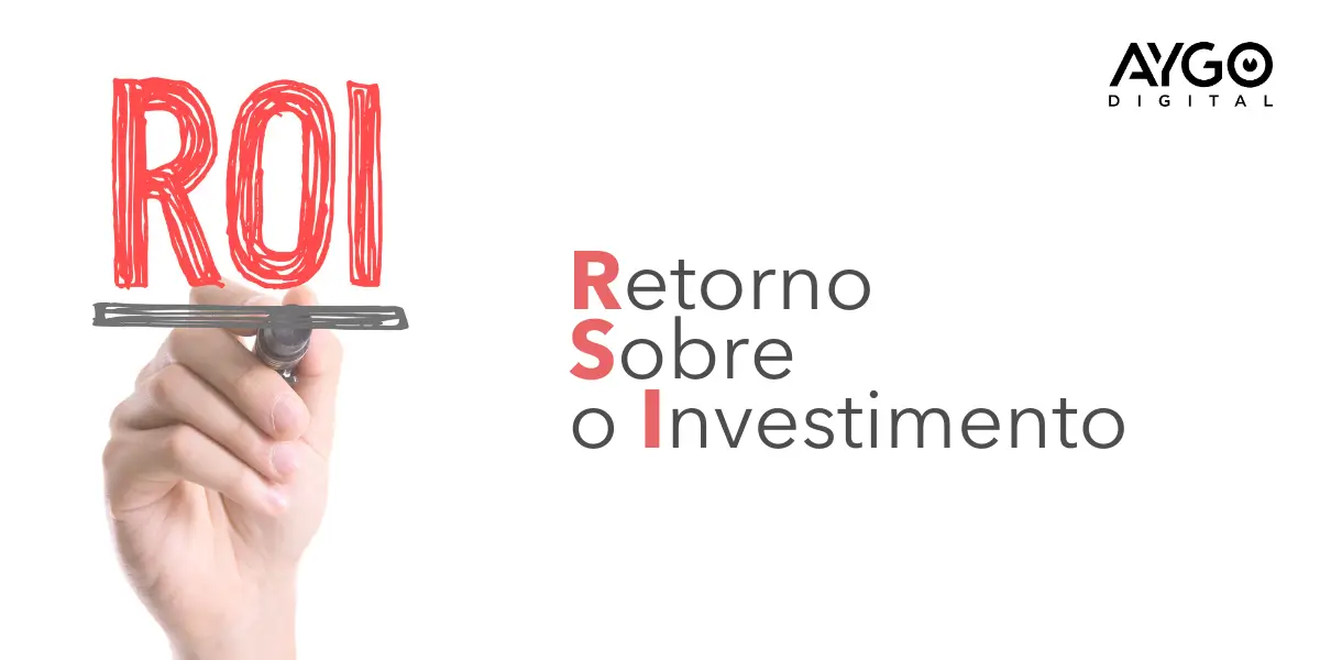 Ilustração mostrando a sigla ROI escrita em vermelho, destacando Retorno Sobre o Investimento, conceito essencial para aumentar o ROI.